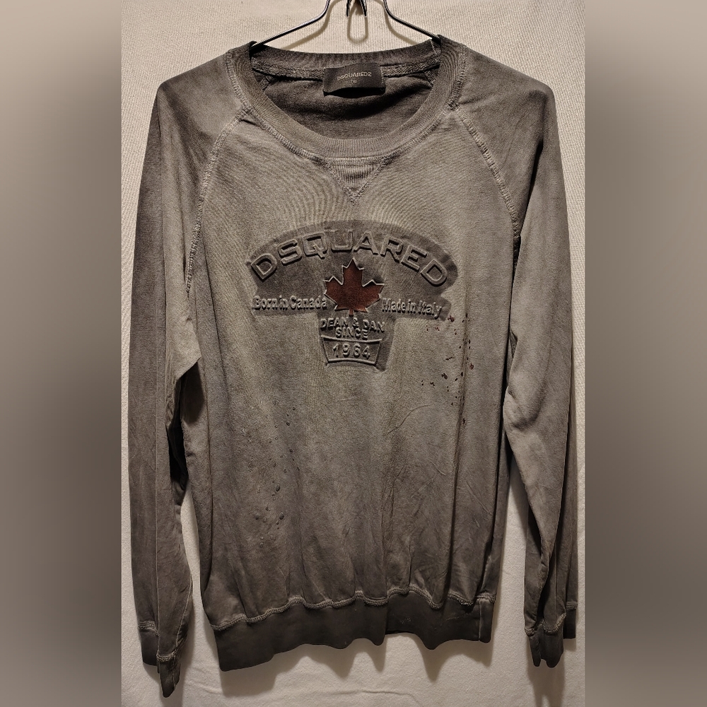 DSQUARED2 Men's Sexy Slim Fit Graphic Crew Dark Gray Sweatshirt Size XXL